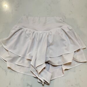 Women's White Ruffle Athletic Shorts